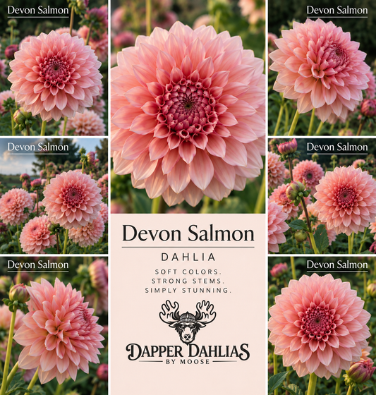 Devon Salmon Collage from Dapper Dahlias by Moose